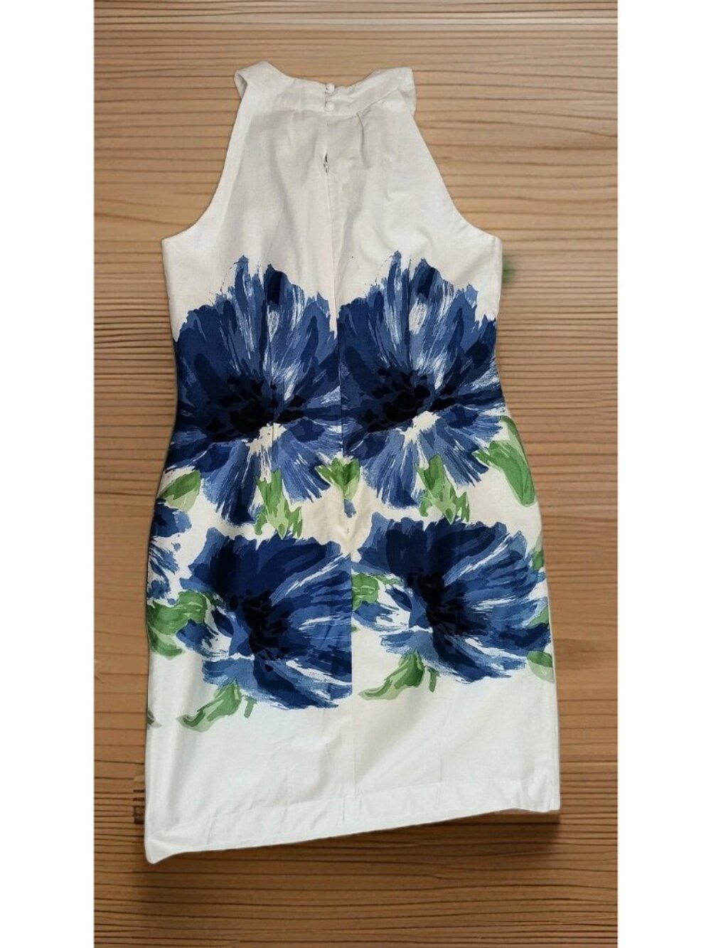 Sandra Darren Halter Floral Sleeveless Shift White Dress Size 8 Beaded Neck - Picture 6 of 12